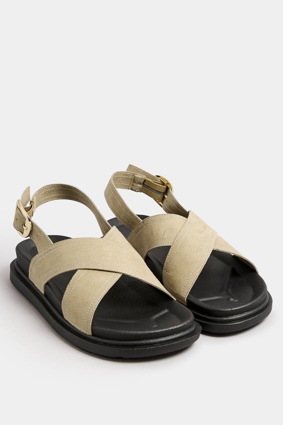 Yours Natural Brown Faux Suede Sandals In Extra Wide EEE Fit