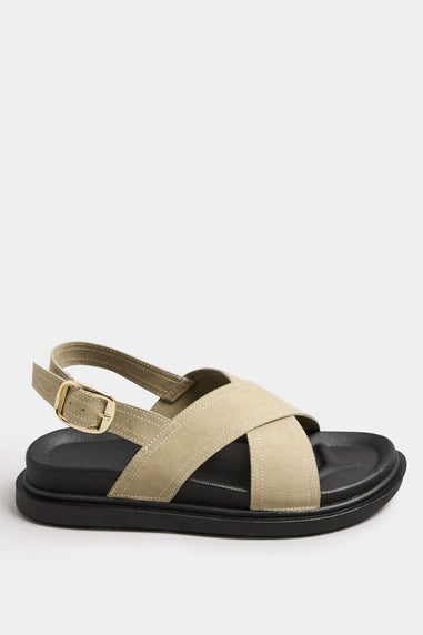 Yours Natural Brown Faux Suede Sandals In Extra Wide EEE Fit