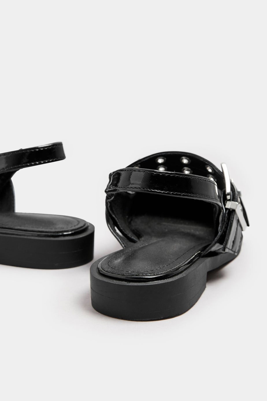 Yours Black Buckle Detail Pointed Slingback Flats In Wide E Fit
