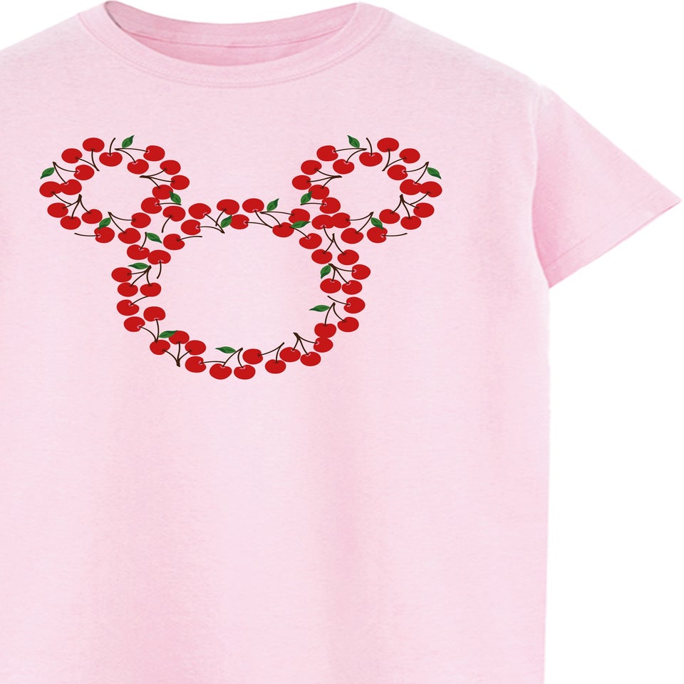 Disney Mickey Mouse Cherry Head Pink Boyfriend Fit Graphic T-Shirt