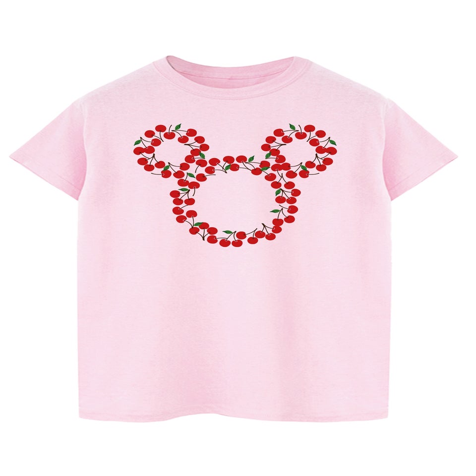 Disney Mickey Mouse Cherry Head Pink Boyfriend Fit Graphic T-Shirt