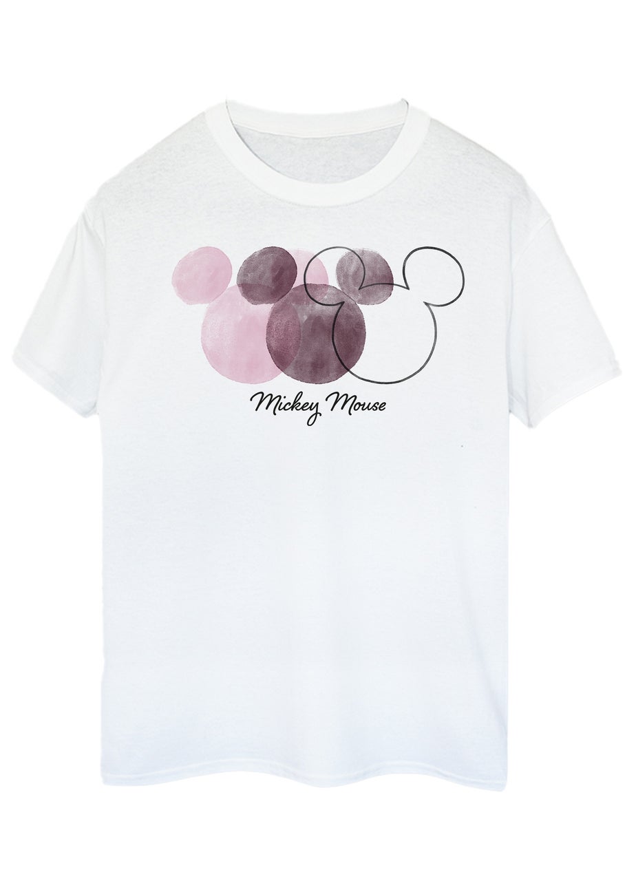 Disney Mickey Mouse 3 Heads White Boyfriend Fit Graphic T-Shirt