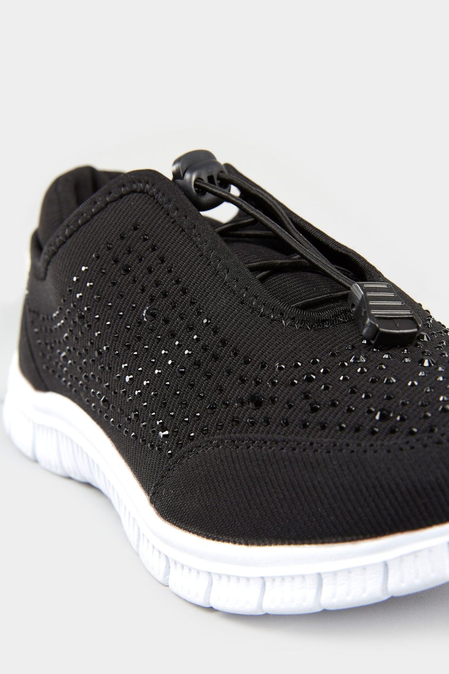 Yours Black Embellished Trainers In Wide E Fit