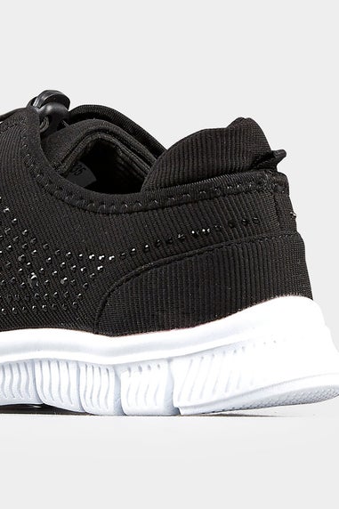 Yours Black Embellished Trainers In Wide E Fit