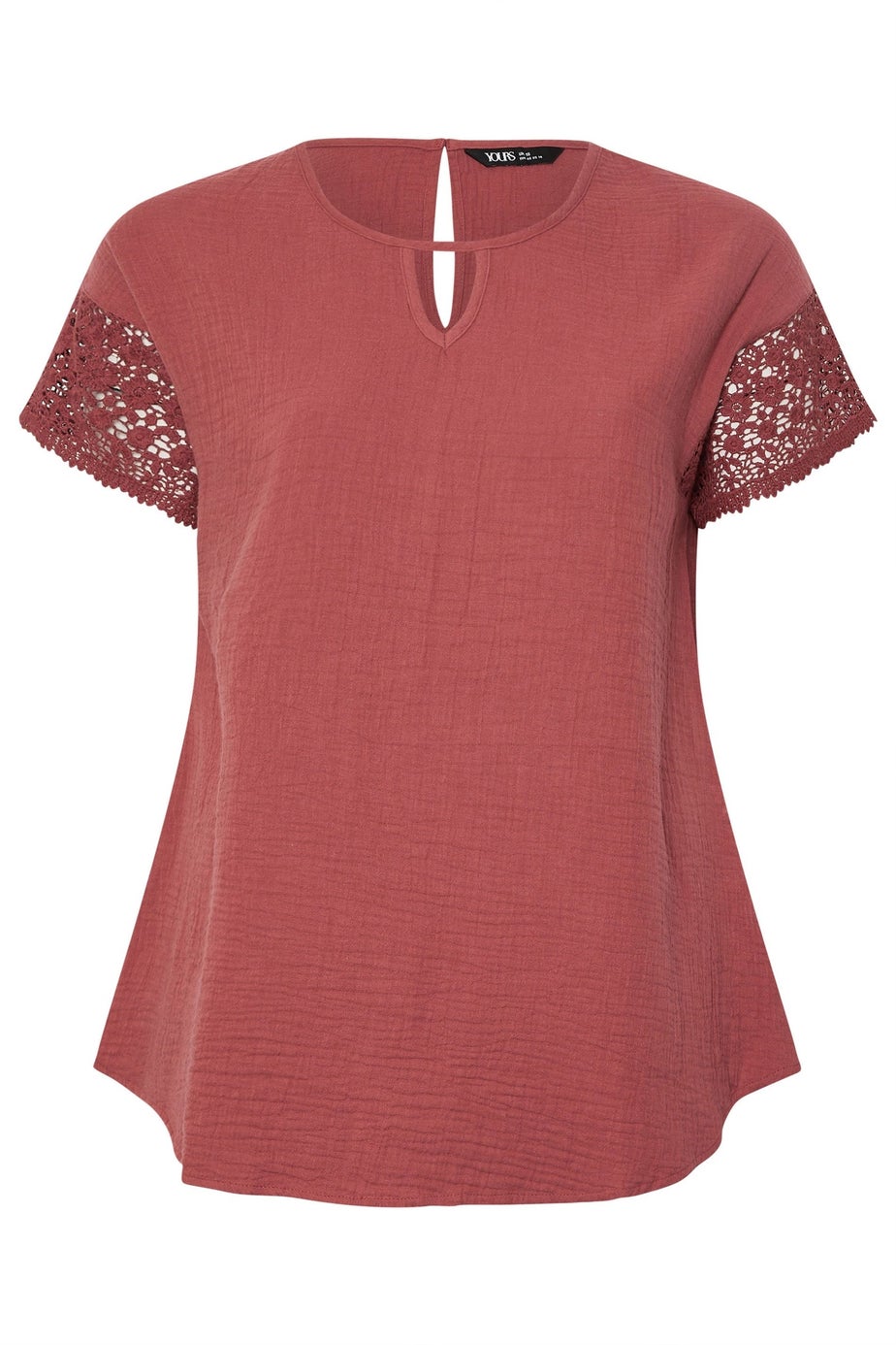 Yours Curve Rust Orange Cheesecloth Crochet Top