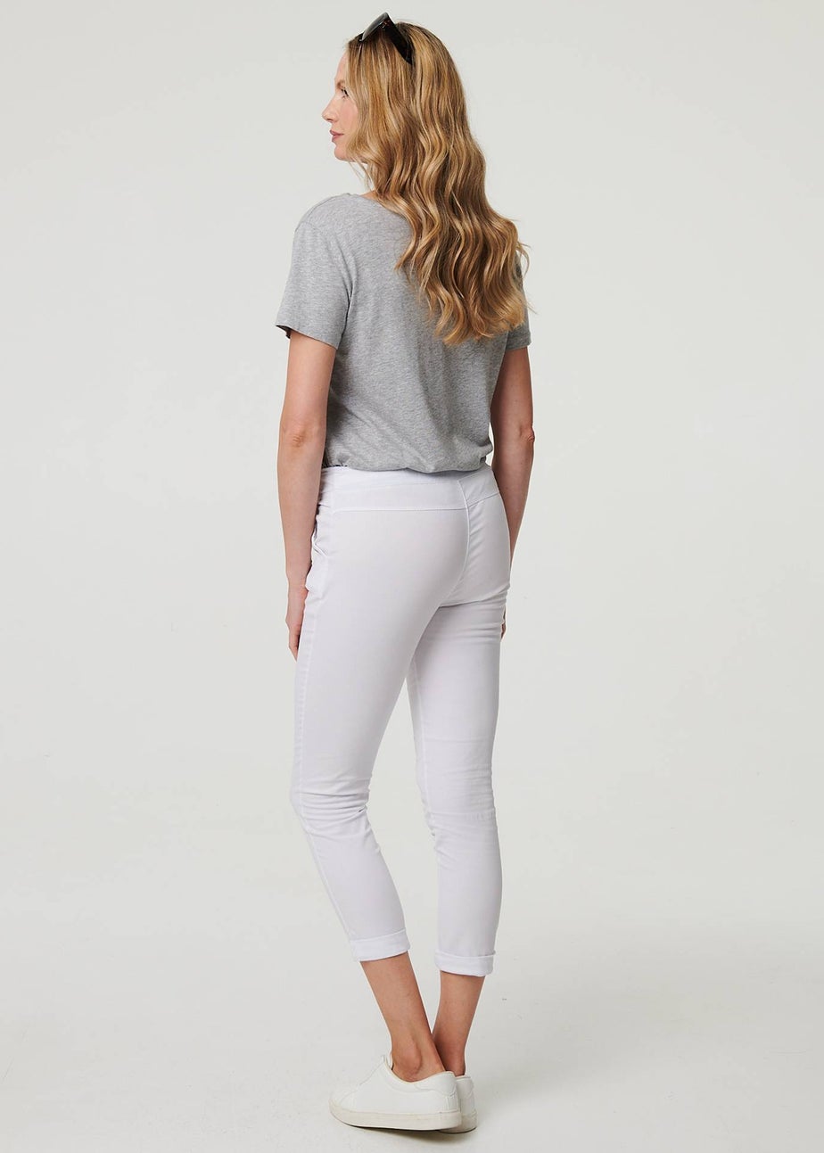 Izabel London White Tie Waist Slim Cropped Trousers