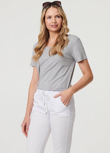 Izabel London White Tie Waist Slim Cropped Trousers