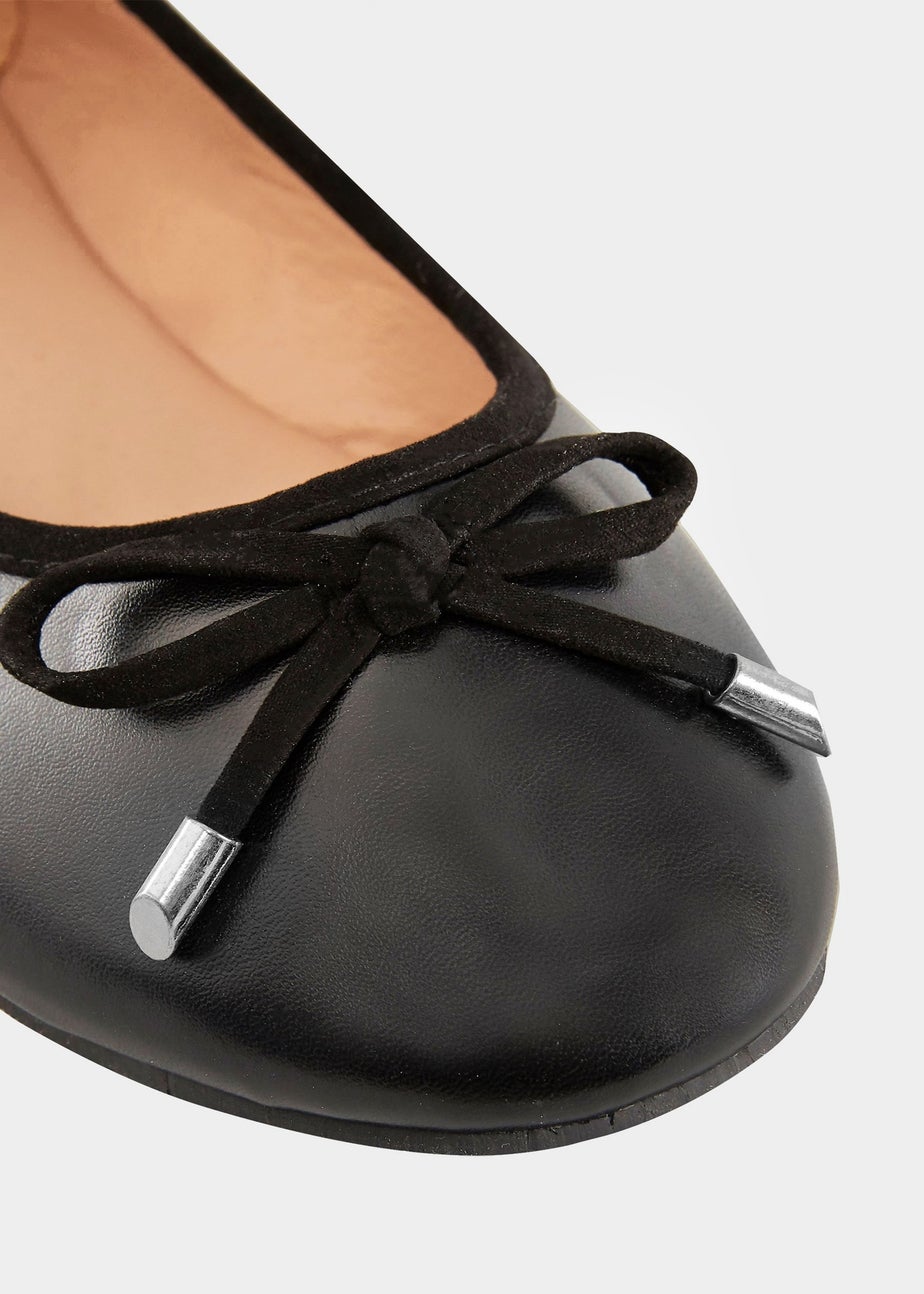 Yours Black Ballerina Pumps In Wide E Fit