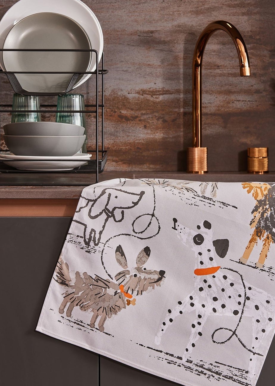 Ulster Weavers Dog Days Grey Tea Towel - Cotton