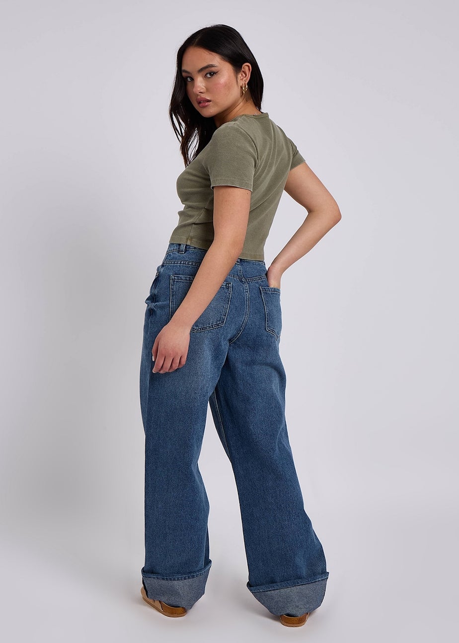 Urban Bliss Blue Wide Leg Turn Up Jean