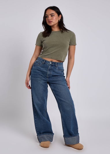 Urban Bliss Blue Wide Leg Turn Up Jean