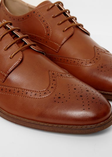 Threadbare Tan Faux Leather Brogues