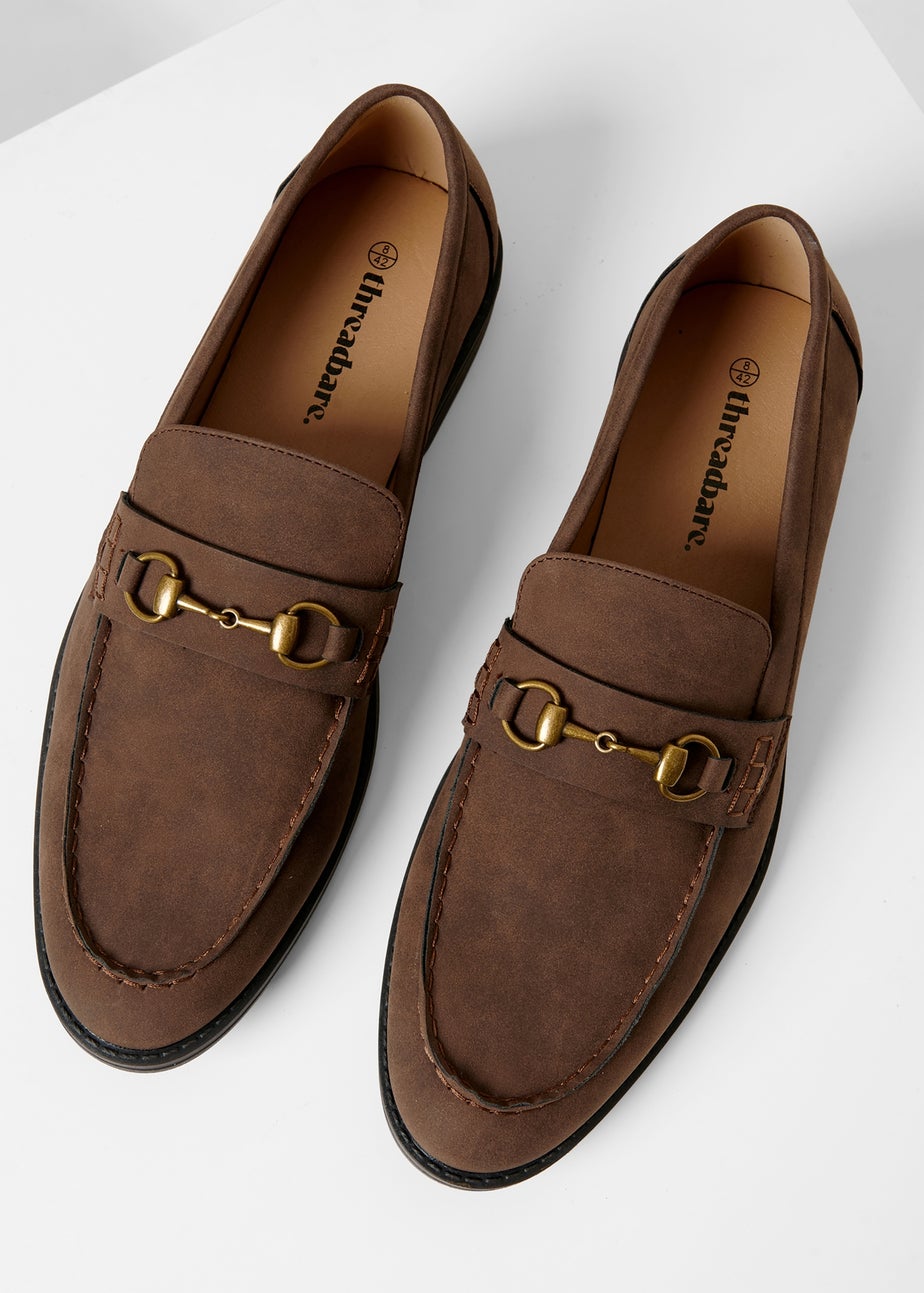 Threadbare Chocolate Faux Leather Snaffle Loafers