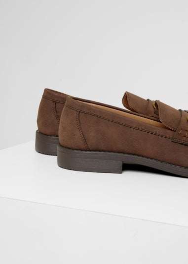 Threadbare Chocolate Faux Leather Snaffle Loafers