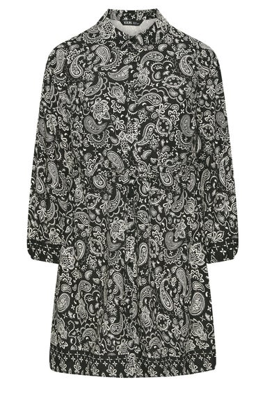 Yours Curve Black Paisley Print Mini Shirt Dress