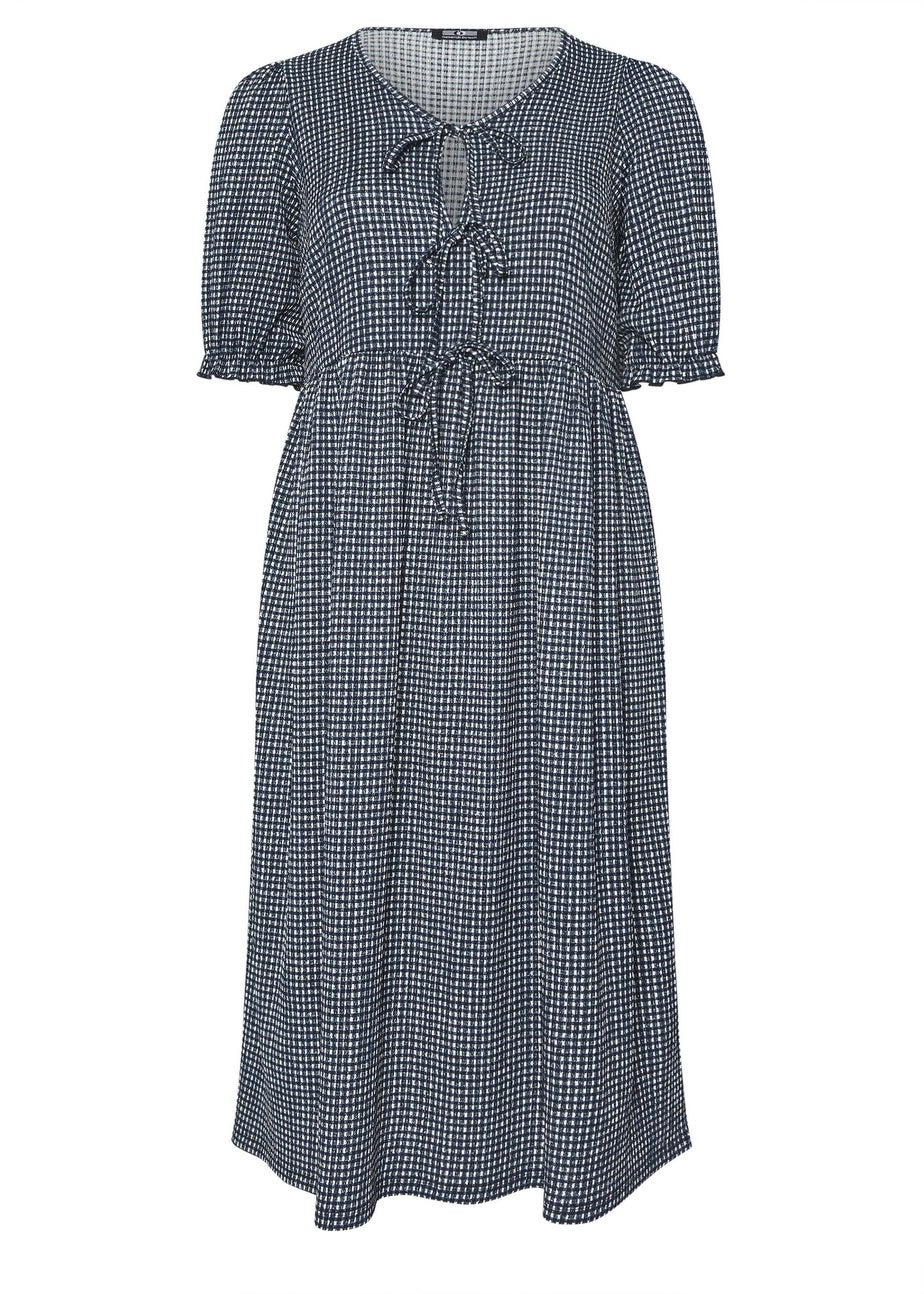 Yours Curve Black Gingham Bow Tie Front Midaxi Dress