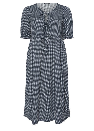 Yours Curve Black Gingham Bow Tie Front Midaxi Dress