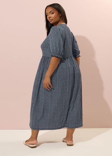 Yours Curve Black Gingham Bow Tie Front Midaxi Dress