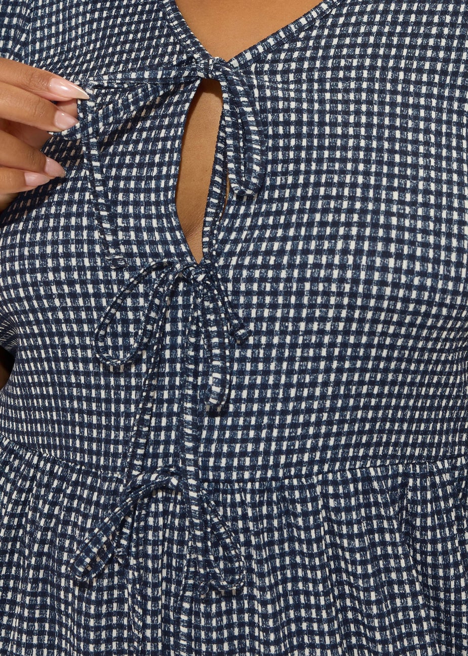 Yours Curve Black Gingham Bow Tie Front Midaxi Dress