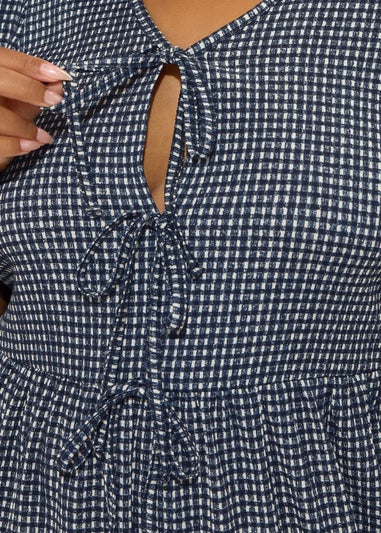 Yours Curve Black Gingham Bow Tie Front Midaxi Dress