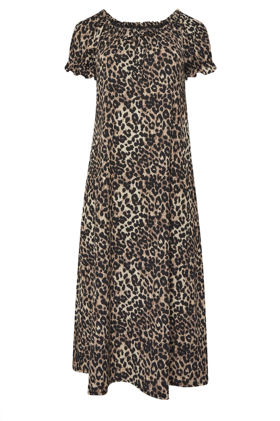 Yours Curve Beige Brown Leopard Print Textured Maxi Dress
