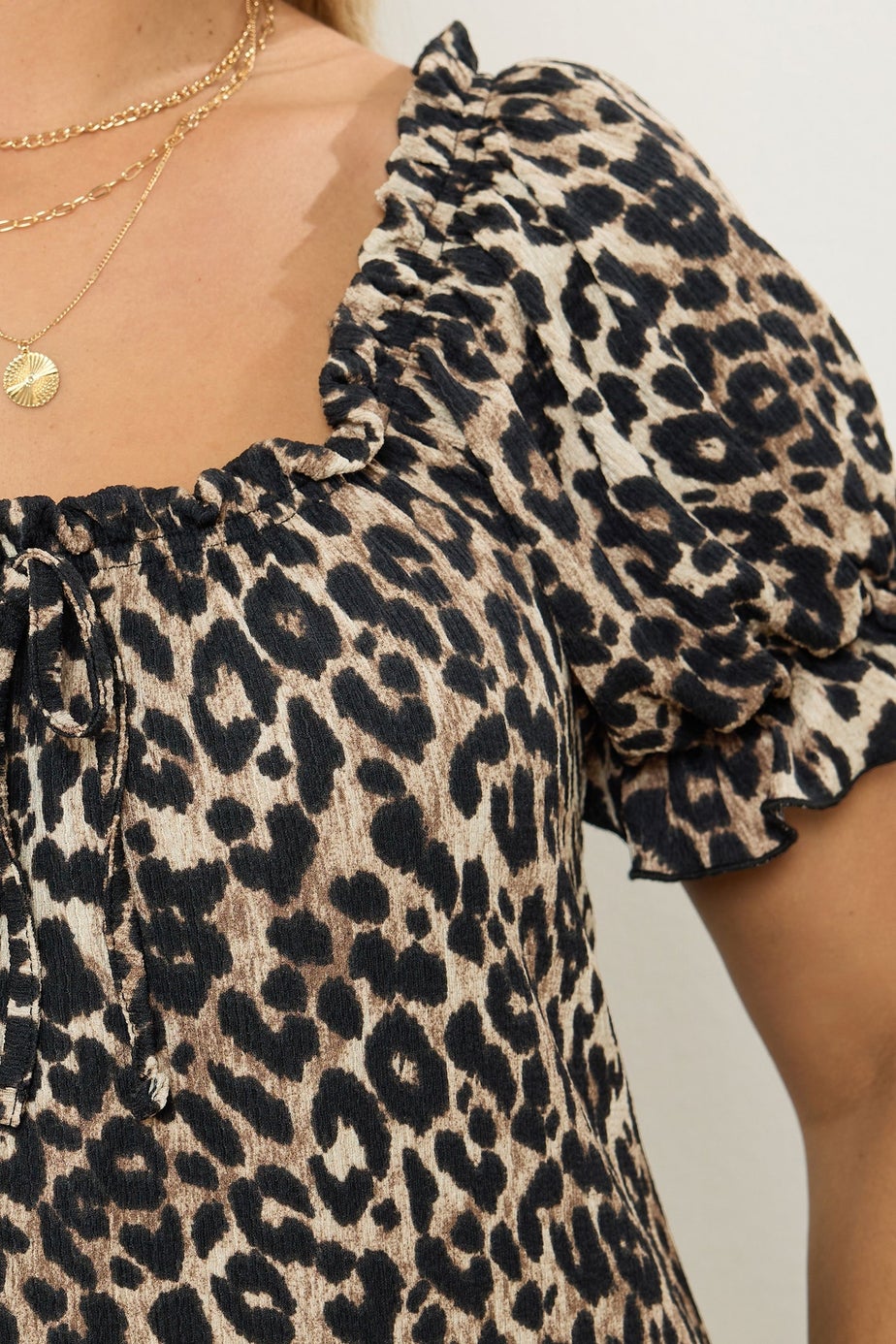 Yours Curve Beige Brown Leopard Print Textured Maxi Dress