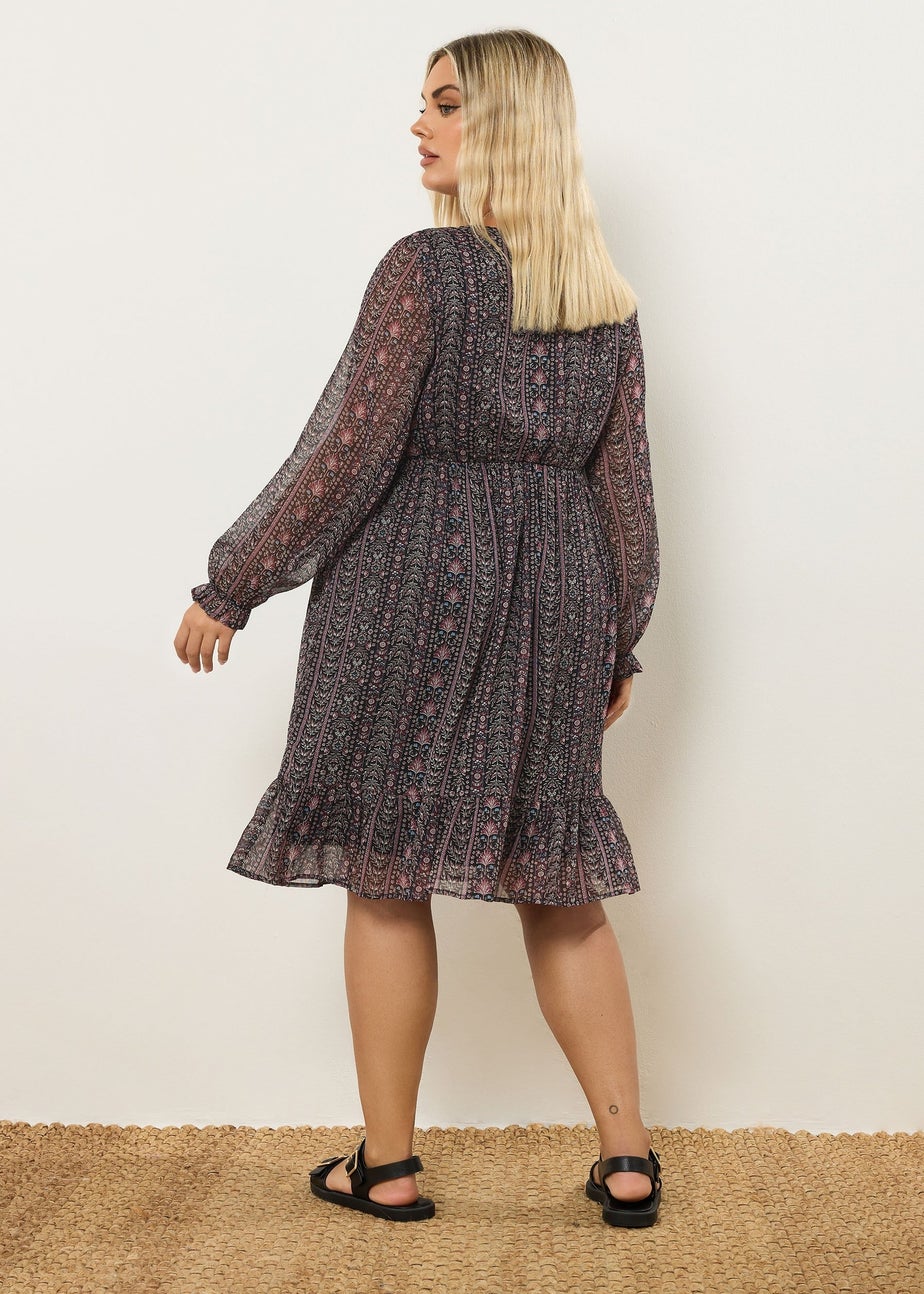 Yours Curve Purple Floral Paisley Smock Mini Dress