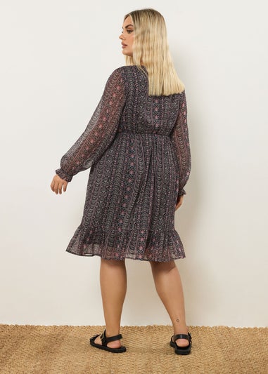 Yours Curve Purple Floral Paisley Smock Mini Dress