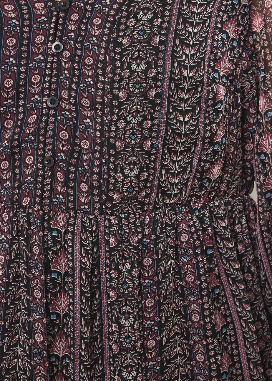 Yours Curve Purple Floral Paisley Smock Mini Dress