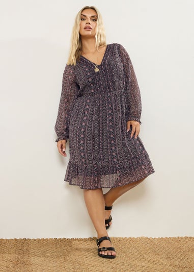 Yours Curve Purple Floral Paisley Smock Mini Dress