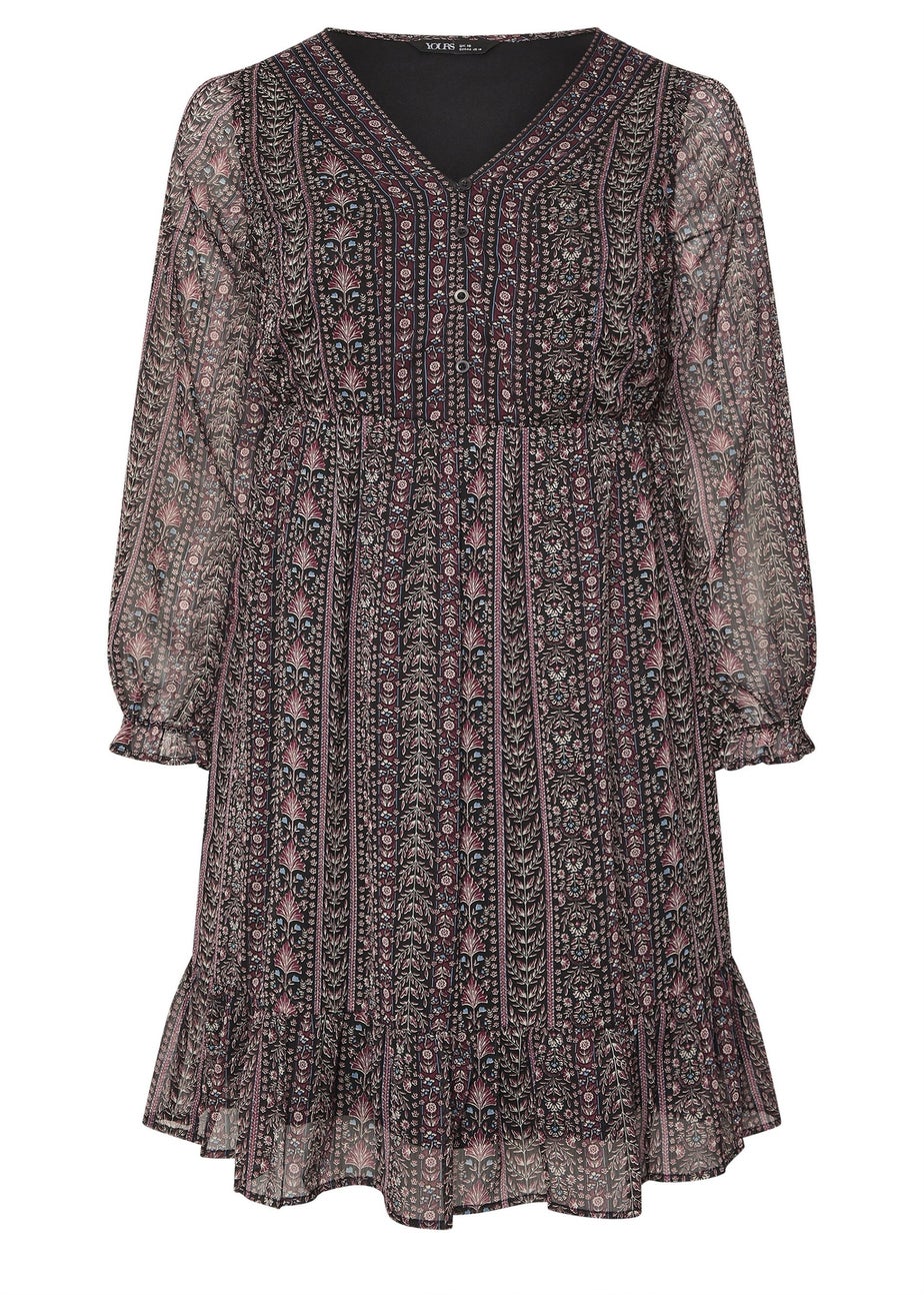 Yours Curve Purple Floral Paisley Smock Mini Dress