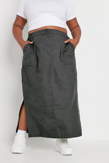 Yours Curve Charcoal Grey Cargo Maxi Skirt