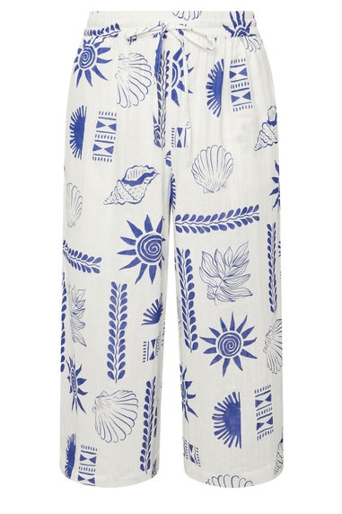 Yours Curve White Shell Print Midaxi Culottes