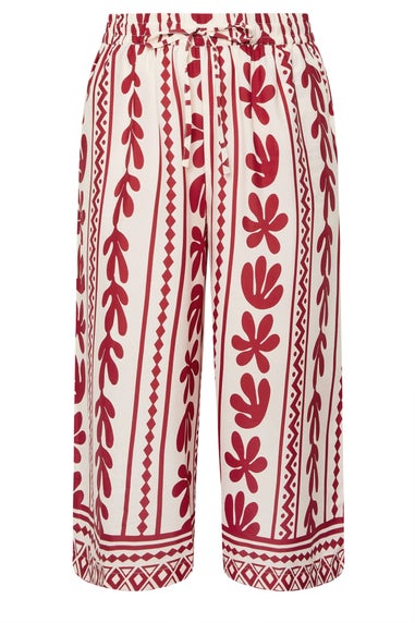 Yours Curve Red Aztec Leaf Midaxi Culottes