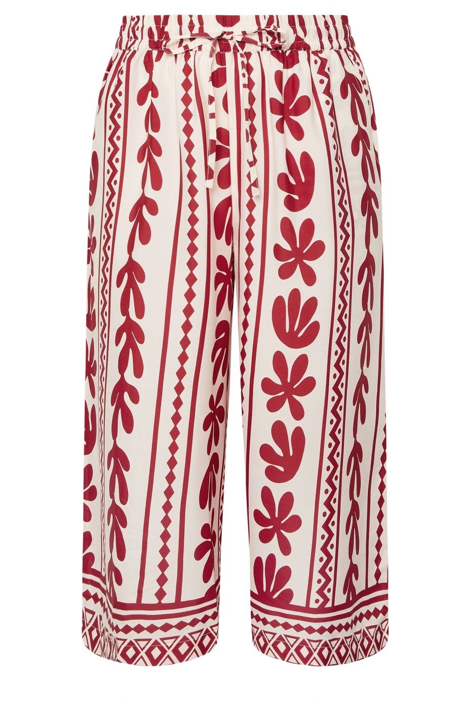 Yours Curve Red Aztec Leaf Midaxi Culottes