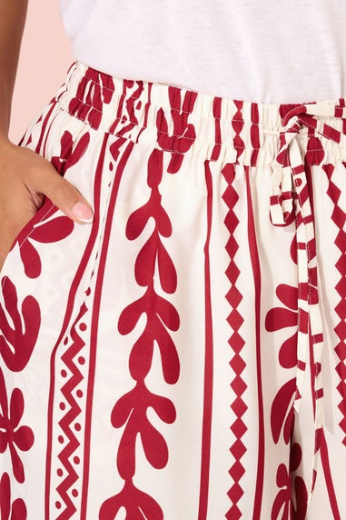 Yours Curve Red Aztec Leaf Midaxi Culottes