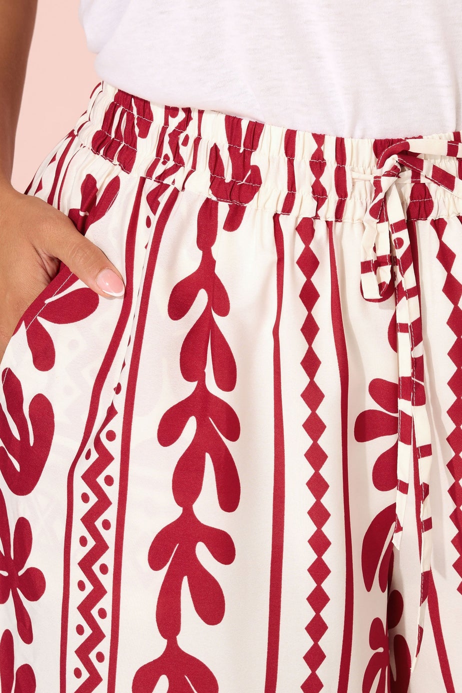 Yours Curve Red Aztec Leaf Midaxi Culottes