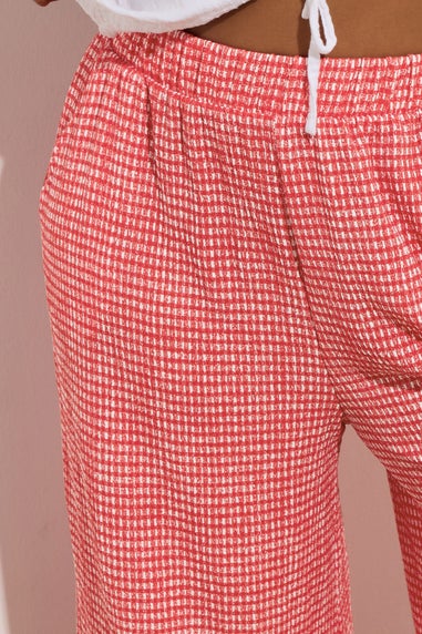Yours Curve Red Gingham Crinkle Midaxi Culottes