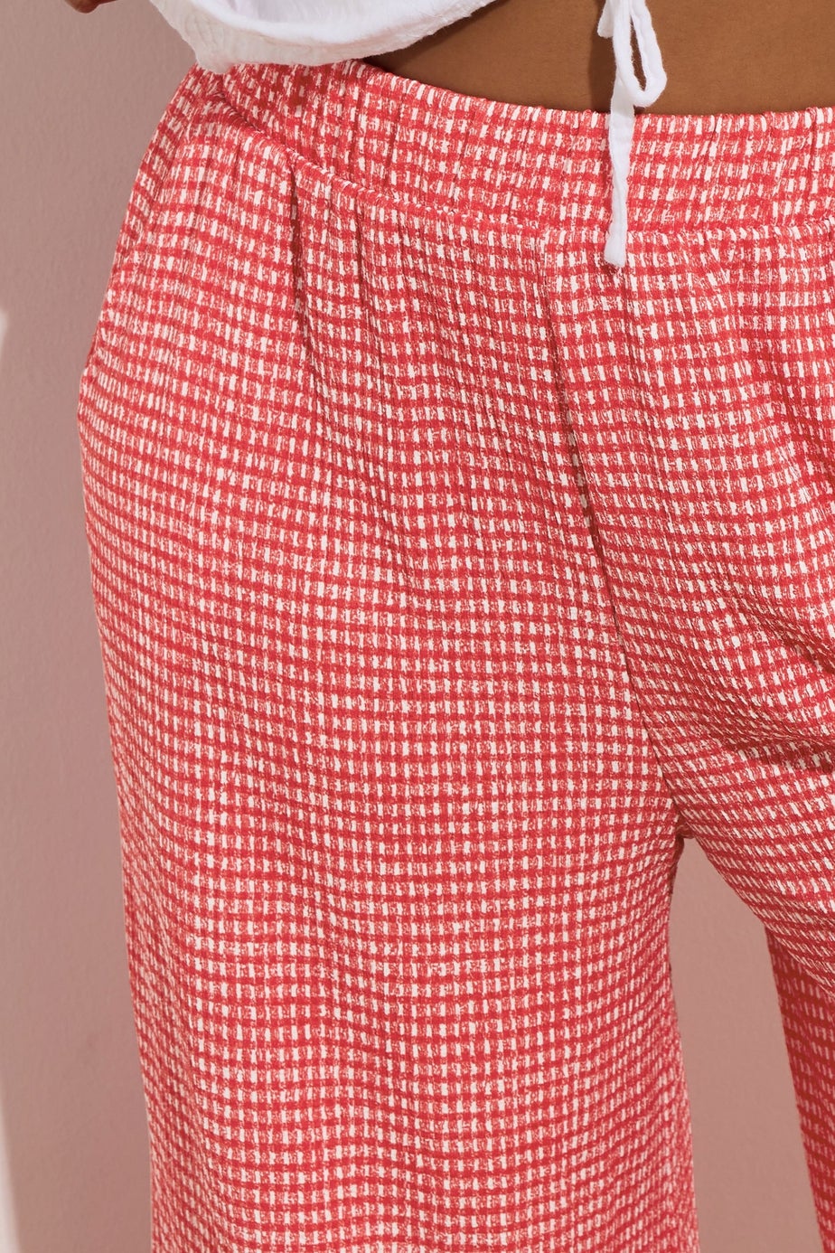 Yours Curve Red Gingham Crinkle Midaxi Culottes