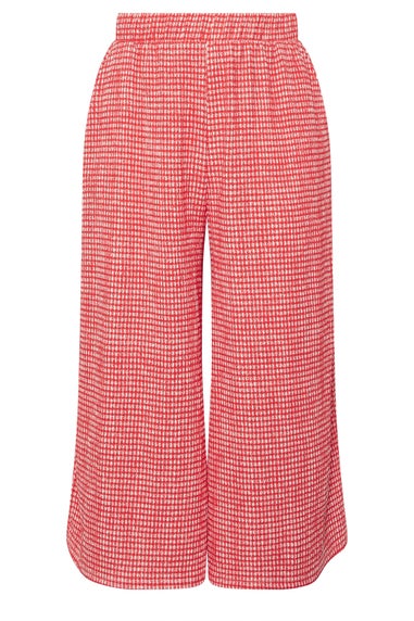 Yours Curve Red Gingham Crinkle Midaxi Culottes