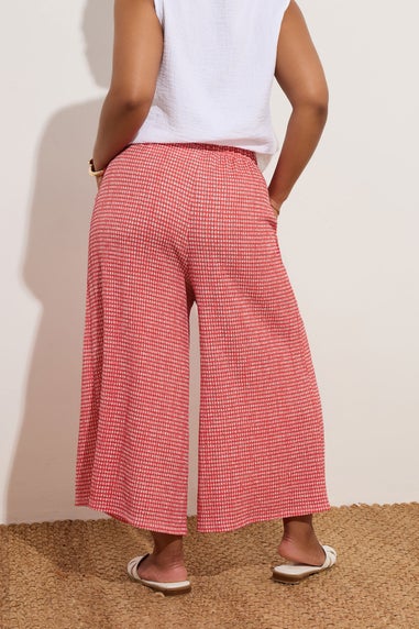 Yours Curve Red Gingham Crinkle Midaxi Culottes