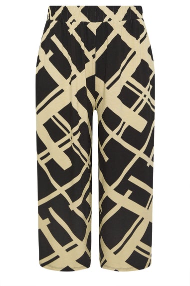Yours Curve Black Geometric Print Midaxi Culottes