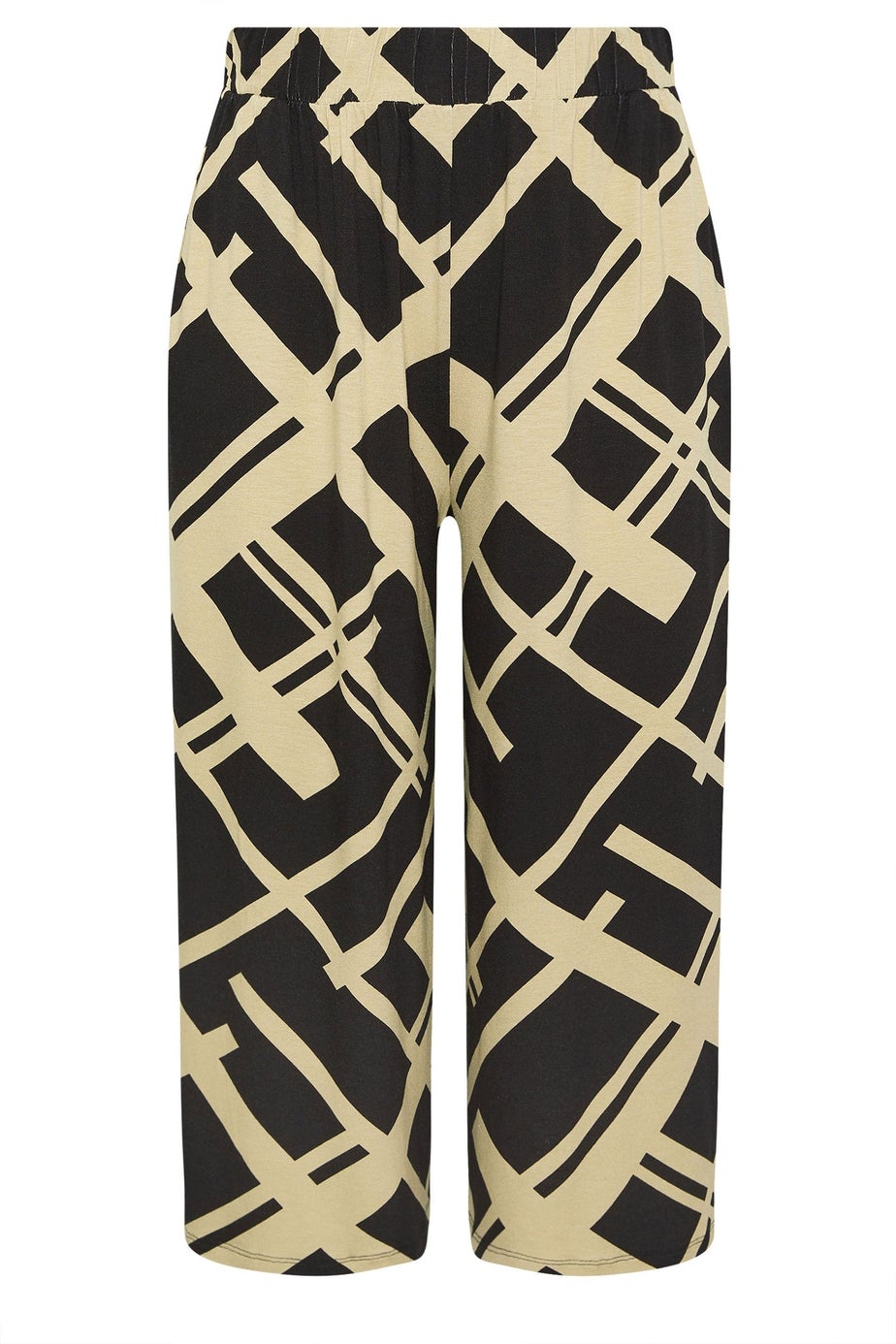 Yours Curve Black Geometric Print Midaxi Culottes