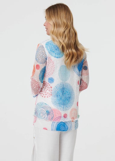 Izabel London White Printed Semi Sheer Layered Relaxed Tunic