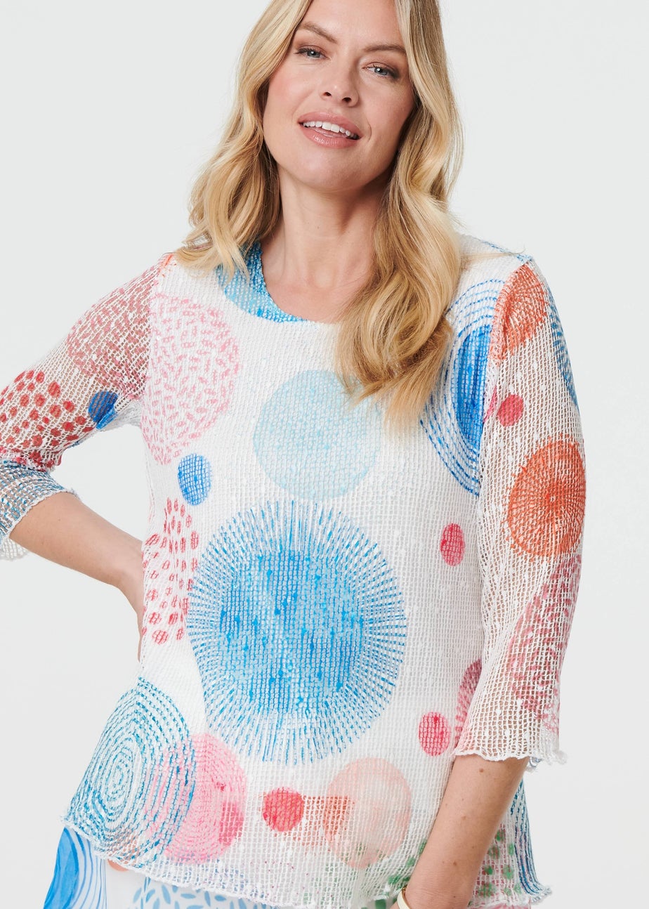 Izabel London White Printed Semi Sheer Layered Relaxed Tunic