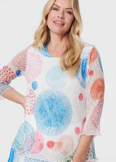 Izabel London White Printed Semi Sheer Layered Relaxed Tunic