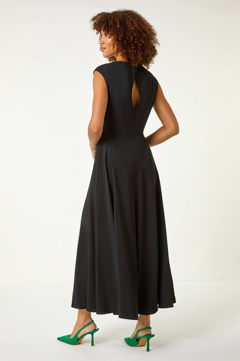 Roman Black Fit & Flare Maxi Dress
