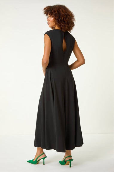 Roman Black Fit & Flare Maxi Dress