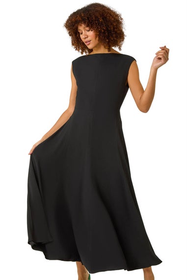 Roman Black Fit & Flare Maxi Dress