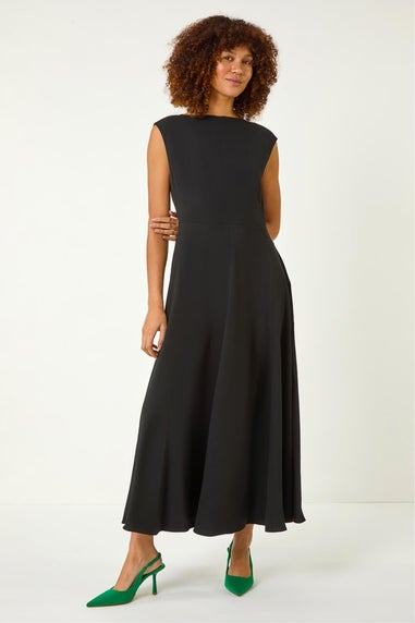 Roman Black Fit & Flare Maxi Dress
